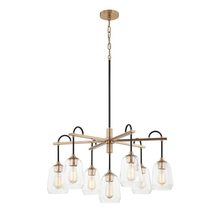 Justice Design Arcwell 7Lt Chandelier, Clear/Black/Brass - FSN-8107-CLER-MBBR