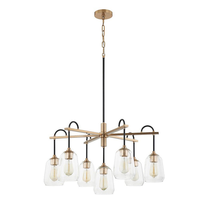 Justice Design Arcwell 7Lt Chandelier, Clear/Black/Brass