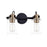 Justice Design Brooklyn 2Lt Bath Bar, Clear/Black/Brass