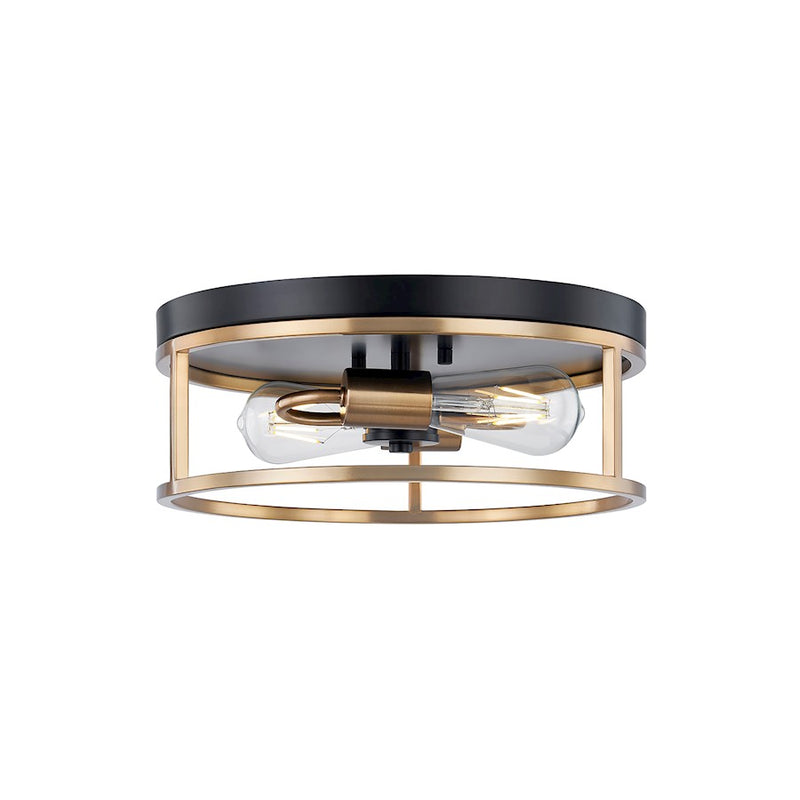 Justice Design Evolv Knox Round 2Lt Flush-Mount, Black - NSH-4483-MBBR
