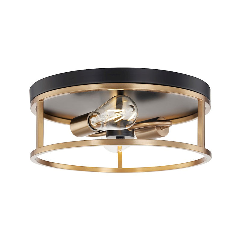 Justice Design Evolv Knox Round 2Lt Flush-Mount, Black
