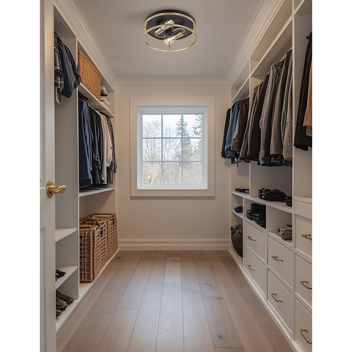 Justice Design Evolv Knox Round 2Lt Flush-Mount, Black