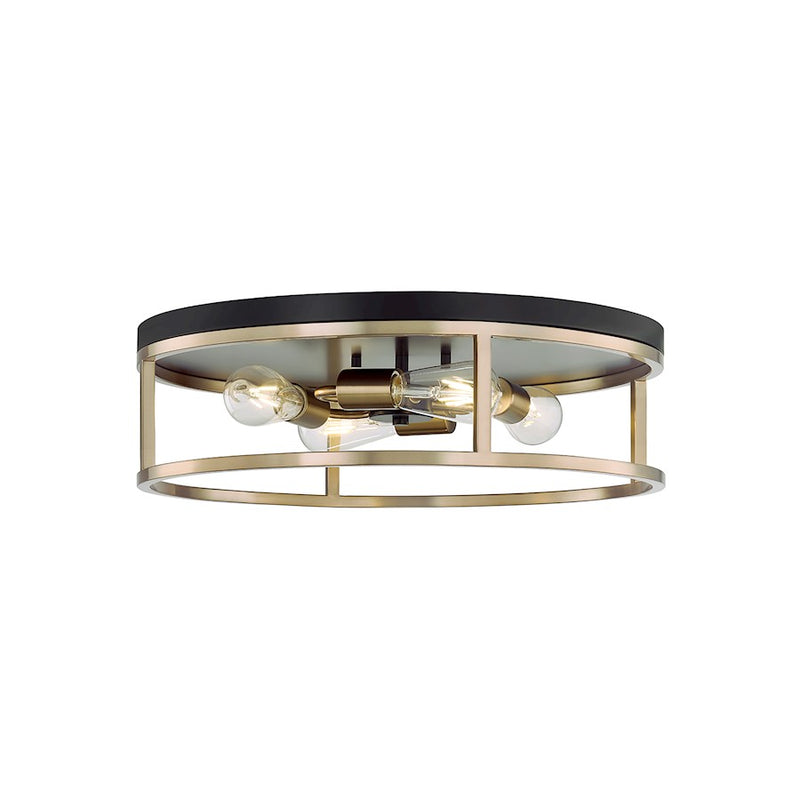 Justice Design Evolv Knox Round 4Lt Flush-Mount, Black - NSH-4487-MBBR