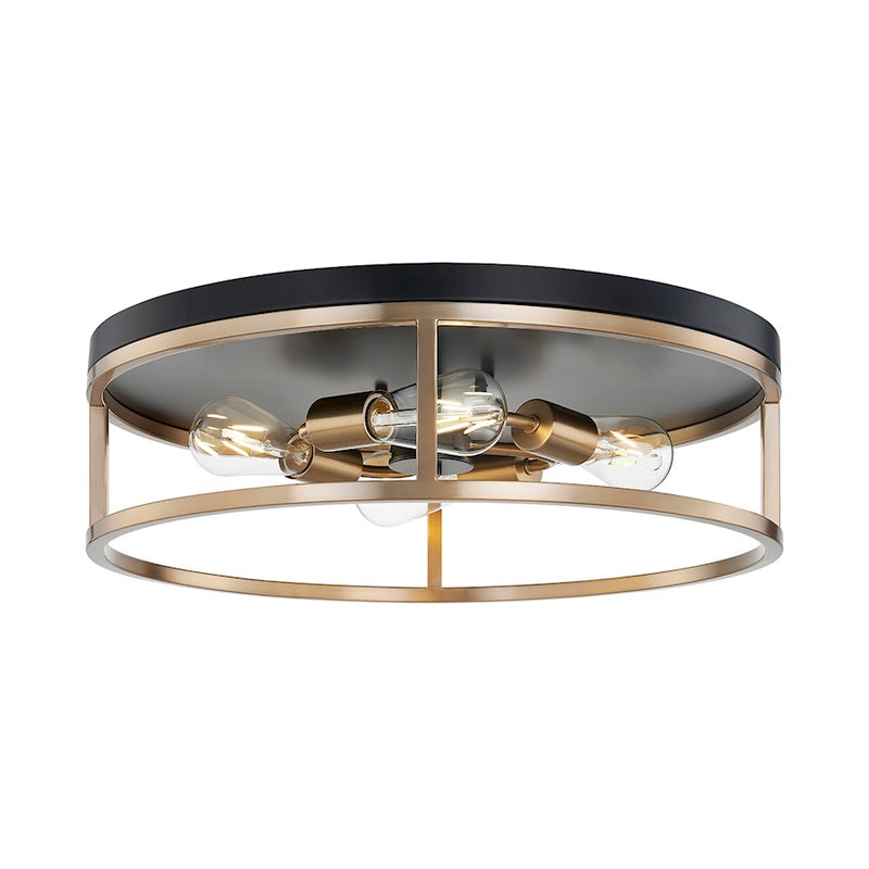 Justice Design Evolv Knox Round 4Lt Flush-Mount, Black