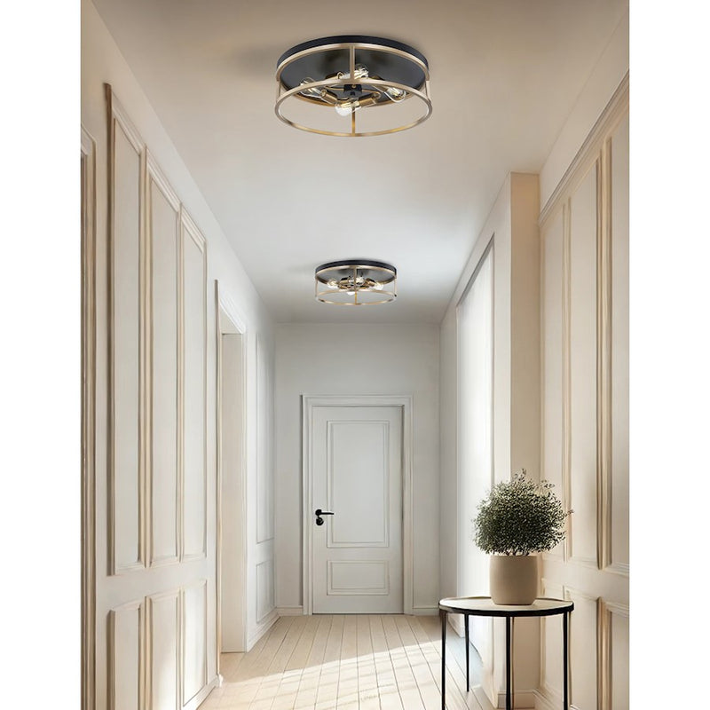 Justice Design Evolv Knox Round 4Lt Flush-Mount, Black