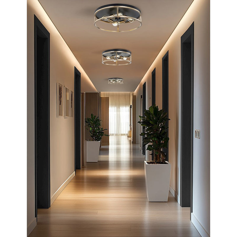 Justice Design Evolv Knox Round 4Lt Flush-Mount, Black
