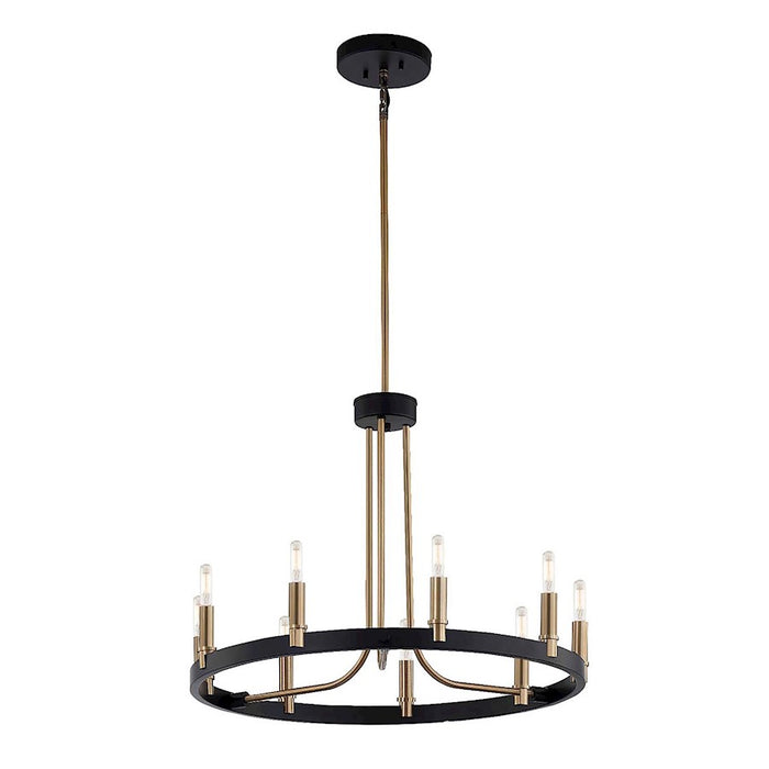 Justice Design Clayton 23" 1 Tier 9Lt Chandelier, Black/Brass - NSH-8043-MBBR