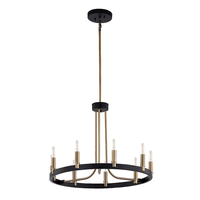 Justice Design Clayton 23" 1 Tier 9Lt Chandelier, Black/Brass