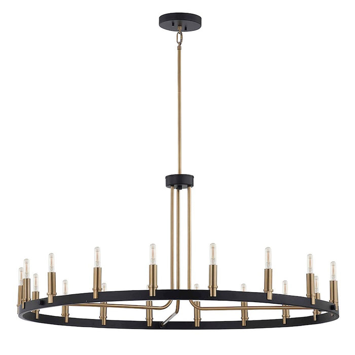 Justice Design Clayton 42" 1 Tier 18Lt Chandelier, Black/Brass