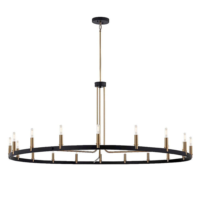 Justice Design Clayton 60" 1 Tier 18Lt Chandelier, Black/Brass - NSH-8046-MBBR