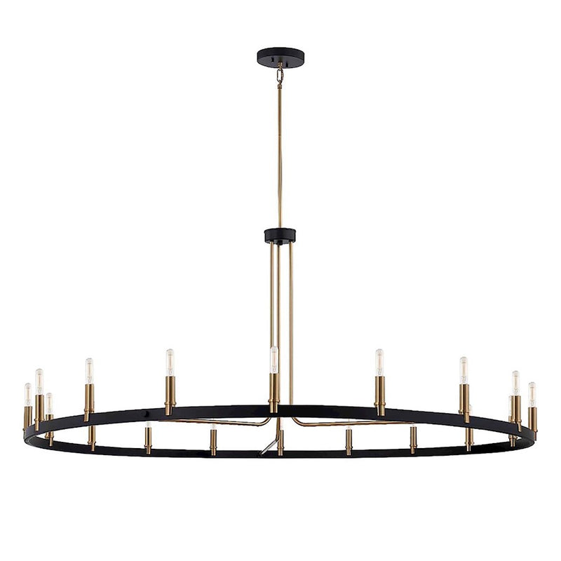 Justice Design Clayton 60" 1 Tier 18Lt Chandelier, Black/Brass