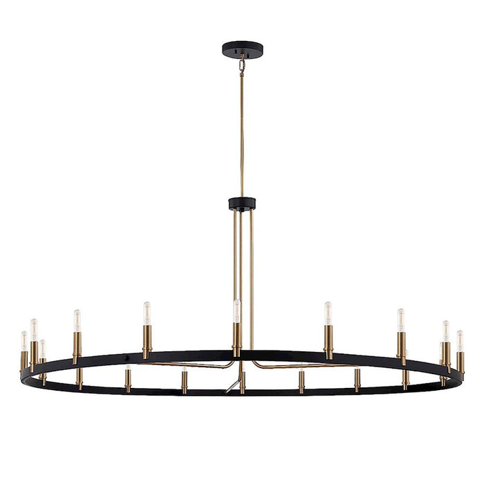 Justice Design Clayton 60" 1 Tier 18Lt Chandelier, Black/Brass