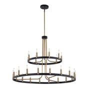Justice Design Clayton 42" 2 Tier 27Lt Chandelier, Black/Brass - NSH-8048-MBBR