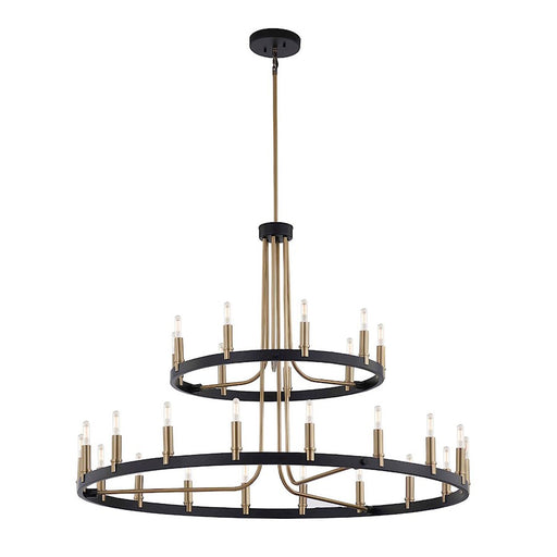 Justice Design Clayton 42" 2 Tier 27Lt Chandelier, Black/Brass - NSH-8048-MBBR