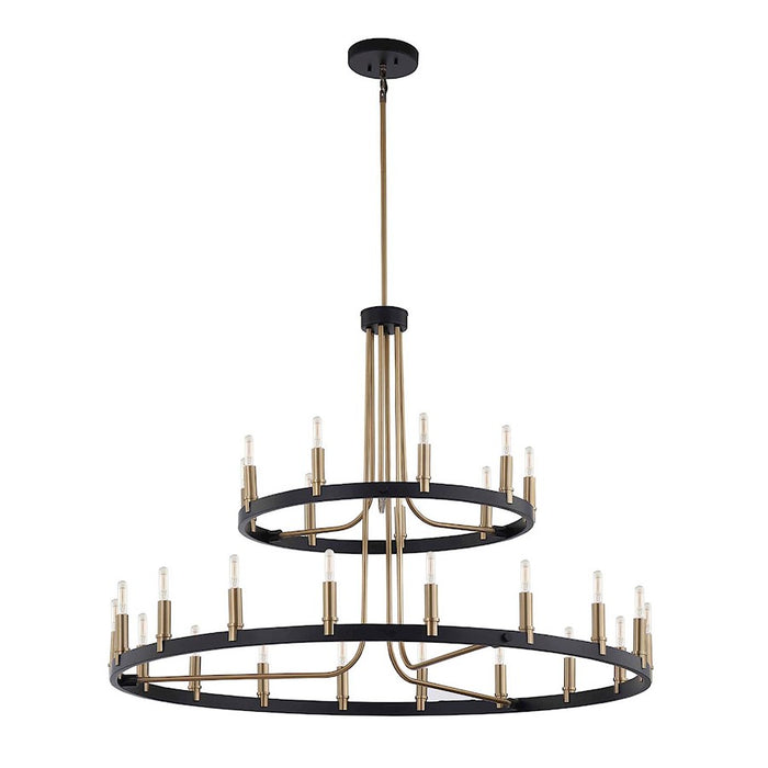 Justice Design Clayton 42" 2 Tier 27Lt Chandelier, Black/Brass