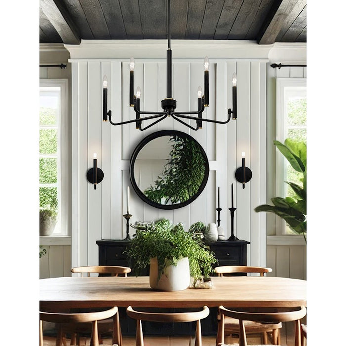 Justice Design Evolv Bedford 24" 6Lt Chandelier, Black