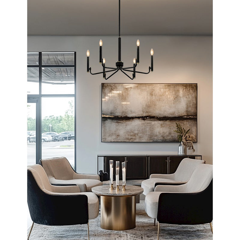 Justice Design Evolv Bedford 24" 6Lt Chandelier, Black