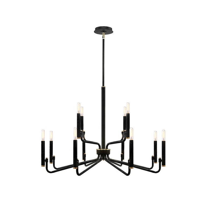 Justice Design Evolv Bedford 32" 2-Tier 12Lt Chandelier, Black - NSH-8184-MBBR