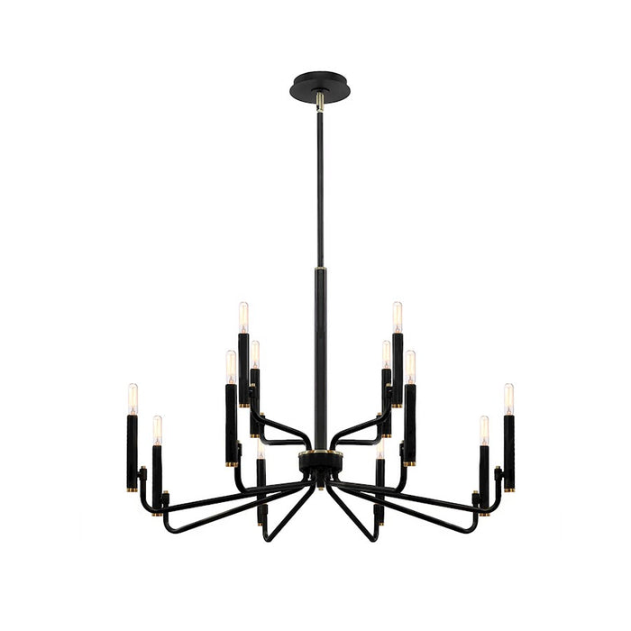 Justice Design Evolv Bedford 32" 2-Tier 12Lt Chandelier, Black