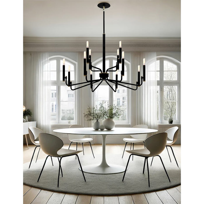 Justice Design Evolv Bedford 32" 2-Tier 12Lt Chandelier, Black