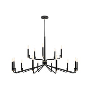 Justice Design Evolv Bedford 48" 2-Tier 15Lt Chandelier, Black - NSH-8185-MBBR