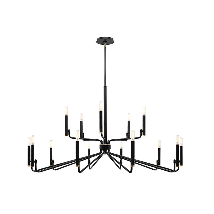 Justice Design Evolv Bedford 48" 2-Tier 15Lt Chandelier, Black - NSH-8185-MBBR