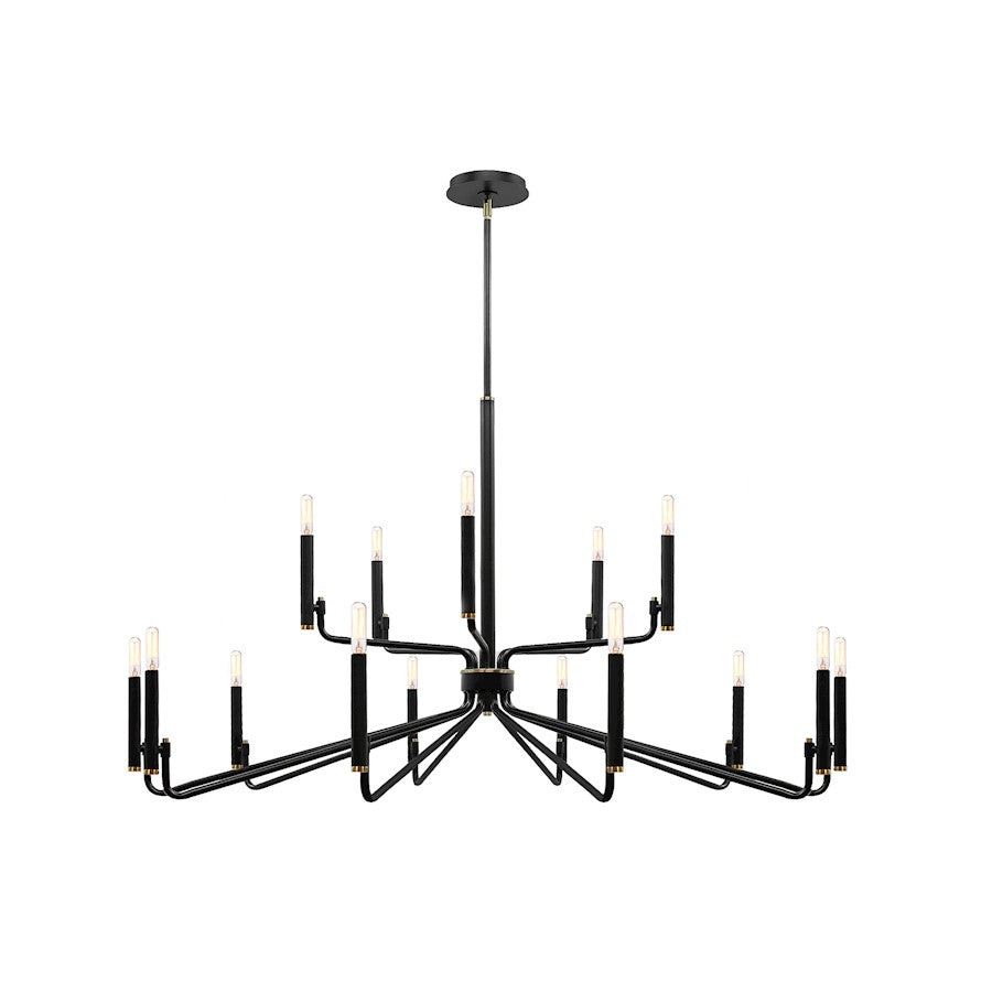 Justice Design Evolv Bedford 48" 2-Tier 15Lt Chandelier, Black - NSH-8185-MBBR