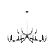 Justice Design Evolv Bedford 57" 2-Tier 18Lt Chandelier, Black - NSH-8186-MBBR