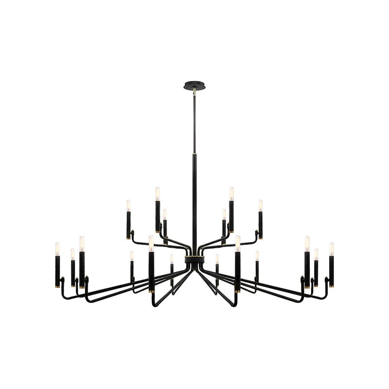 Justice Design Evolv Bedford 57" 2-Tier 18Lt Chandelier, Black - NSH-8186-MBBR
