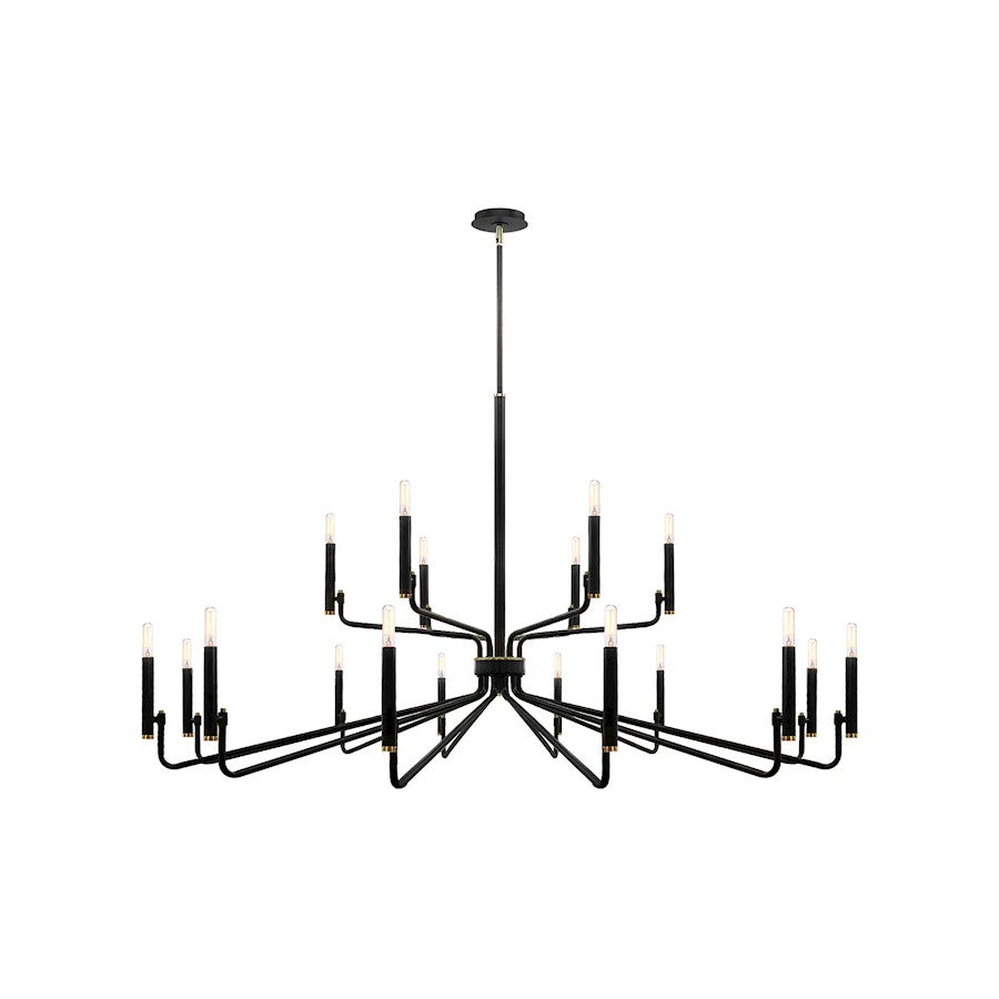 Justice Design Evolv Bedford 57" 2-Tier 18Lt Chandelier, Black - NSH-8186-MBBR