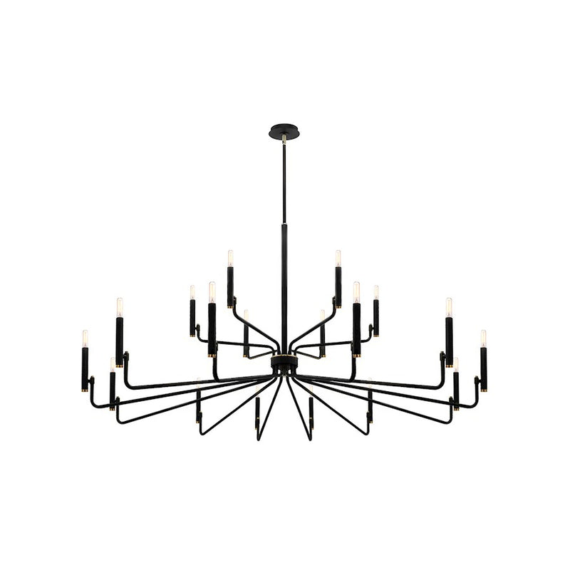 Justice Design Evolv Bedford 57" 2-Tier 18Lt Chandelier, Black