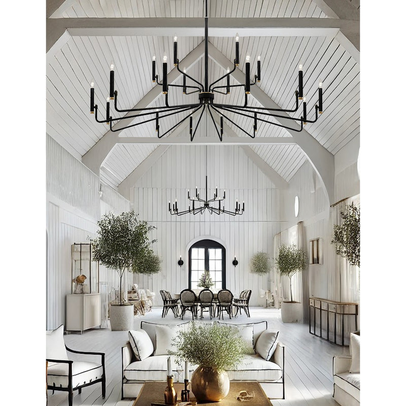 Justice Design Evolv Bedford 57" 2-Tier 18Lt Chandelier, Black