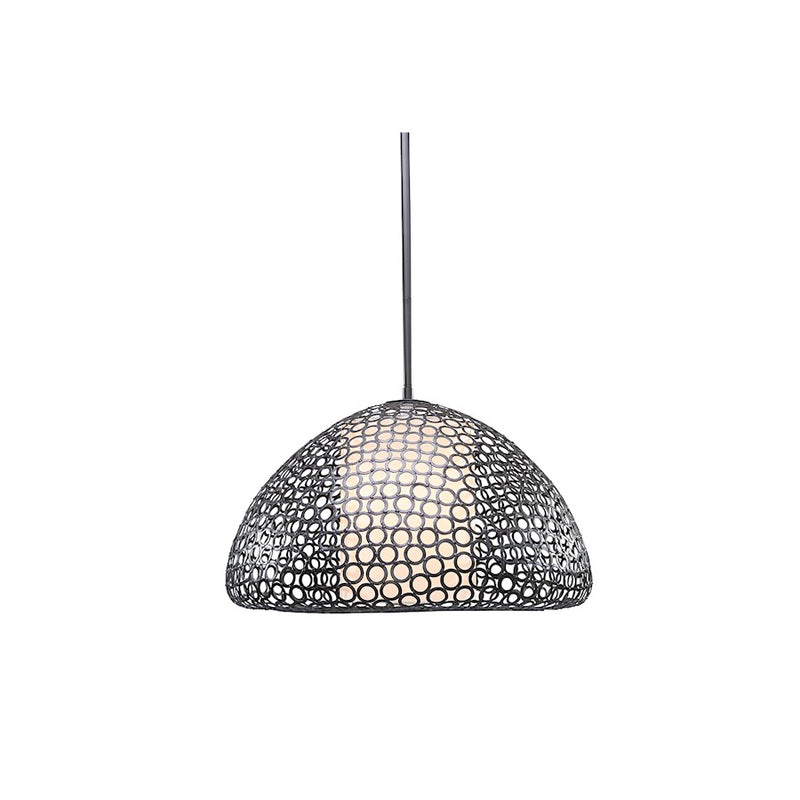 Justice Evolv Dilston 24" 3Lt Dome Pendant, Bronze/Cream Linen
