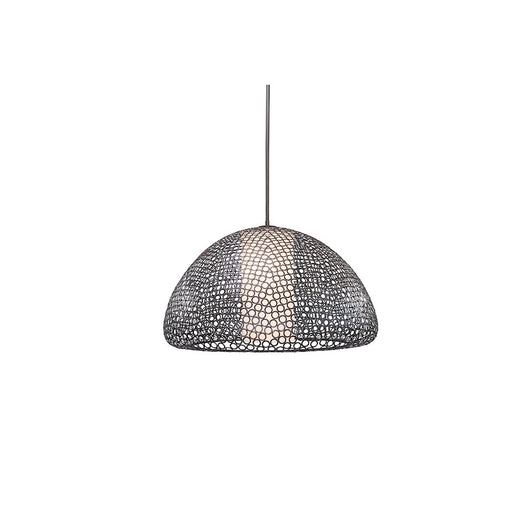 Justice Evolv Dilston 36" 4Lt Dome Pendant, Bronze/Cream Linen