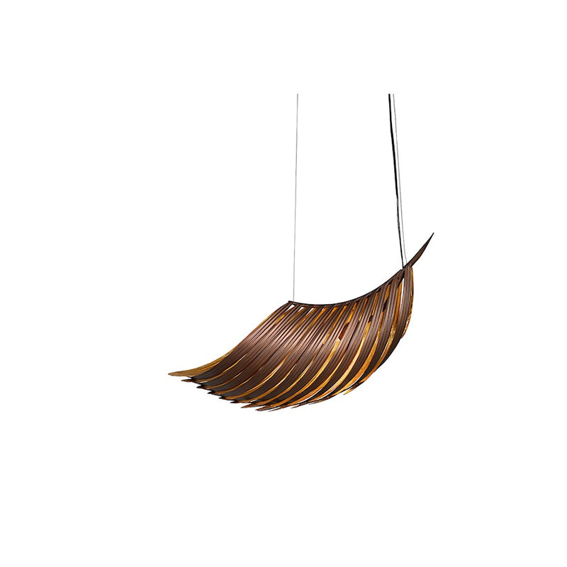 Justice Evolv Palmera 30" Curved Leaf Pendant, Bronze/Gold Leaf - NSH-8323-SFBZ