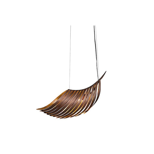 Justice Evolv Palmera 30" Curved Leaf Pendant, Bronze/Gold Leaf