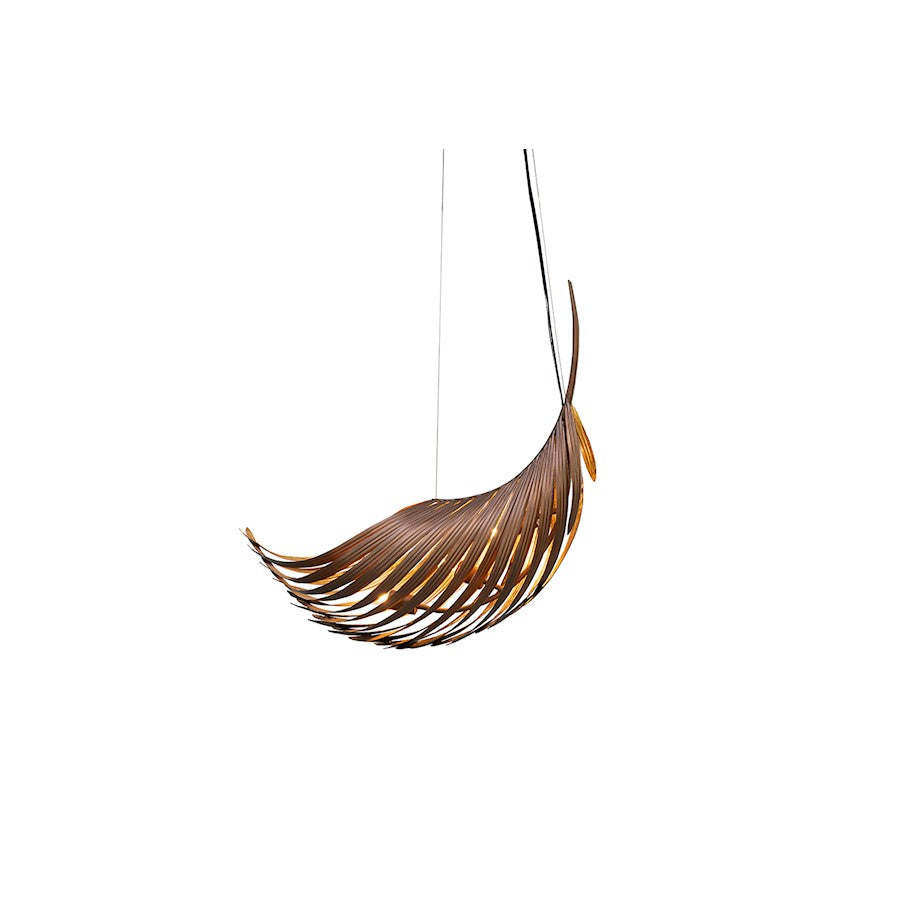 Justice Evolv Palmera 39" Curved Leaf Pendant, Bronze/Gold Leaf - NSH-8328-SFBZ