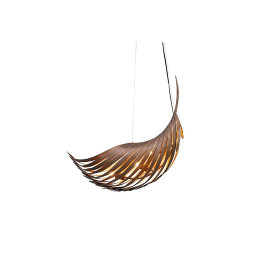Justice Evolv Palmera 39" Curved Leaf Pendant, Bronze/Gold Leaf