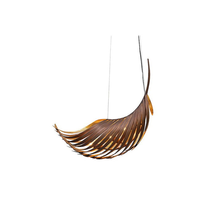 Justice Evolv Palmera 39" Curved Leaf Pendant, Bronze/Gold Leaf