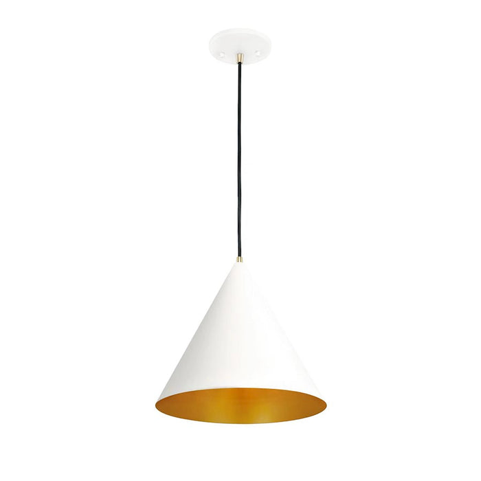 Justice Conos 1Lt 14" Cone Pendant, White/Gold Interior - NSH-8945-MTGD