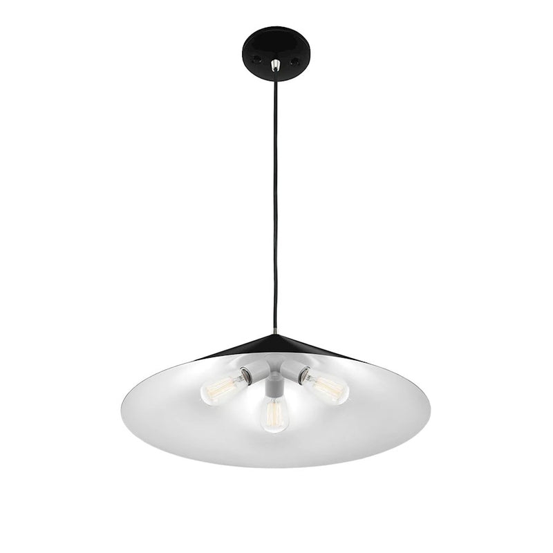 Justice Design Conos 3 Light Cone Pendant, Black/White Interior