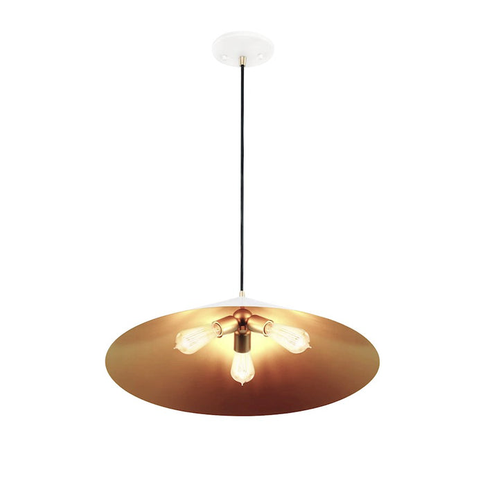 Justice Conos 3Lt Cone Pendant, White/Champagne Gold Interior