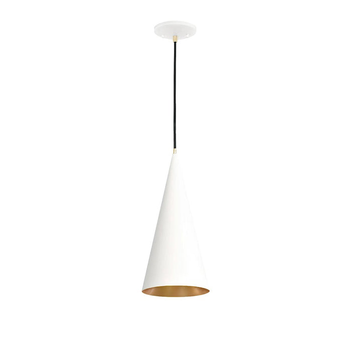 Justice Conos 1Lt 7" Cone Pendant, White/Champagne Gold Interior