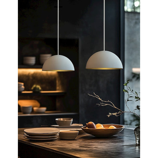 Justice Design Evolv Elias 9" 1Lt Dome Pendant, White/Metal