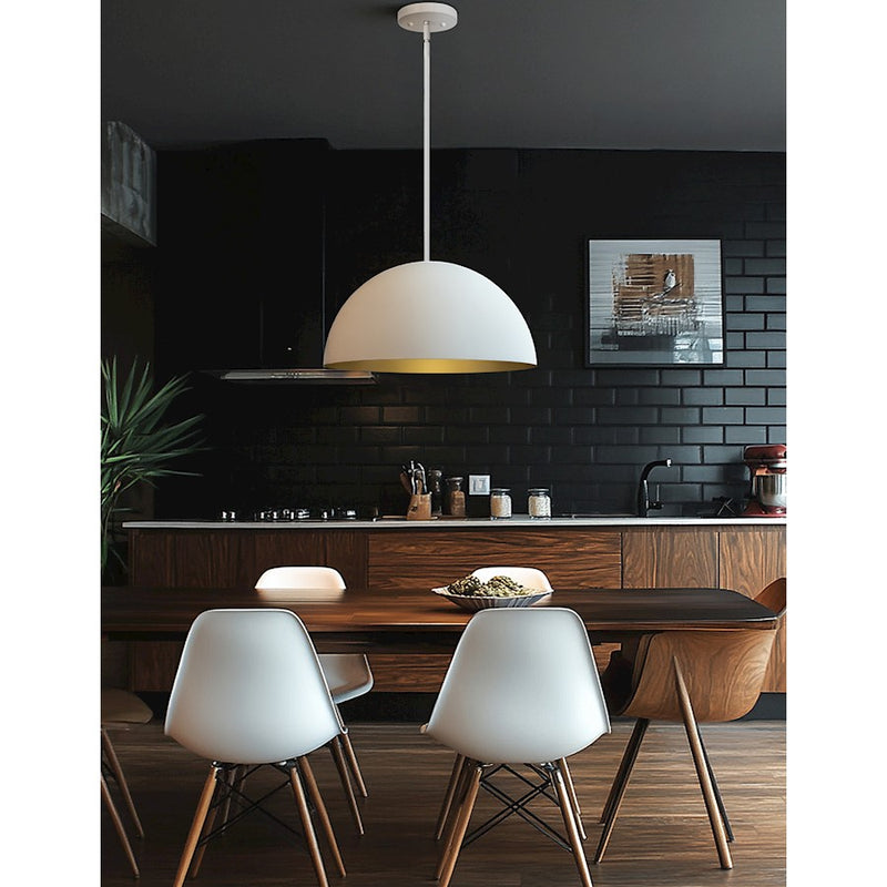 Justice Design Evolv Elias 18" 3Lt Dome Pendant, White/Metal