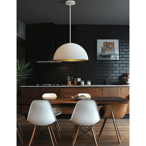 Justice Design Evolv Elias 18" 3Lt Dome Pendant, White/Metal