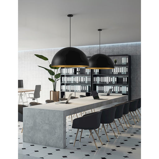 Justice Elias 5Lt Dome Pendant, Black/Champagne Gold Interior