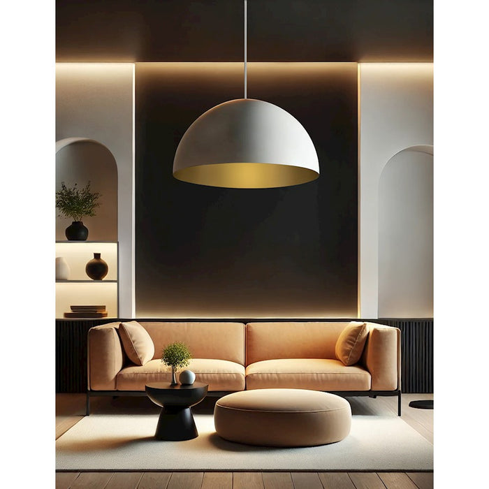 Justice Design Evolv Elias 32" 6Lt Dome Pendant, White/Metal