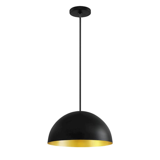 Justice Elias 1Lt 14" Dome Pendant, Black/Gold interior - NSH-9845-CBGD