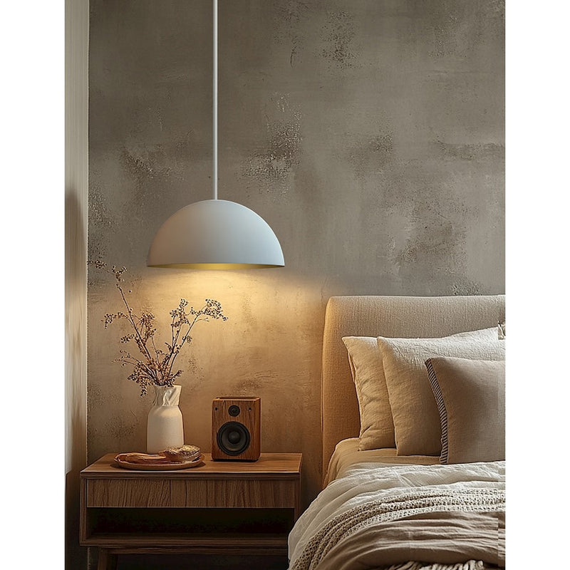 Justice Design Evolv Elias 14" 1Lt Dome Pendant, White/Metal